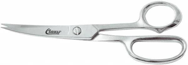 Clauss - 5" LOC, 8-1/2" OAL Chrome Plated Curved Shears - Steel Offset Handle, For Paper, Fabric - Benchmark Tooling