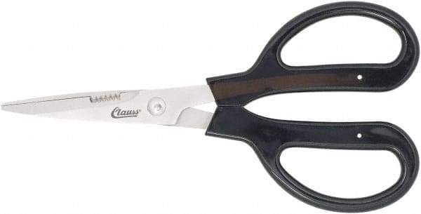 Clauss - 4" LOC, 9-1/4" OAL Stainless Steel Blunt Point Trimmers - Serrated, Plastic Handle, For Paper, Fabric - Benchmark Tooling