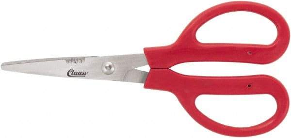 Clauss - 4" LOC, 7" OAL Stainless Steel Dubbed Trimmers - Serrated, Plastic Handle, For Paper, Fabric - Benchmark Tooling