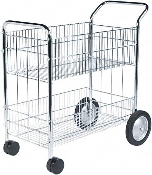 FELLOWES - 200 Lb Capacity, 21-1/2" Wide x 37-1/2" Long x 39-1/2" High Mail Cart - 1 Shelf, Steel - Benchmark Tooling