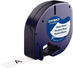 Dymo - 1/2" Wide x 156" Long, Black on White Plastic Label Printer Cartridge - For DYMO Letratag Printers - Benchmark Tooling