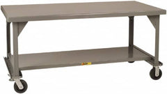 Little Giant - Mobile Workbench - 7 Gauge Steel, Fixed Leg, Gray, 72" Long x 36" Deep x 34" High - Benchmark Tooling