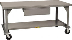 Little Giant - Mobile Workbench - 7 Gauge Steel, Fixed Leg, Gray, 72" Long x 30" Deep x 34" High - Benchmark Tooling