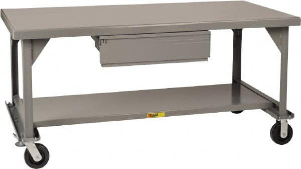 Little Giant - Mobile Workbench - 7 Gauge Steel, Fixed Leg, Gray, 36" Long x 30" Deep x 34" High - Benchmark Tooling