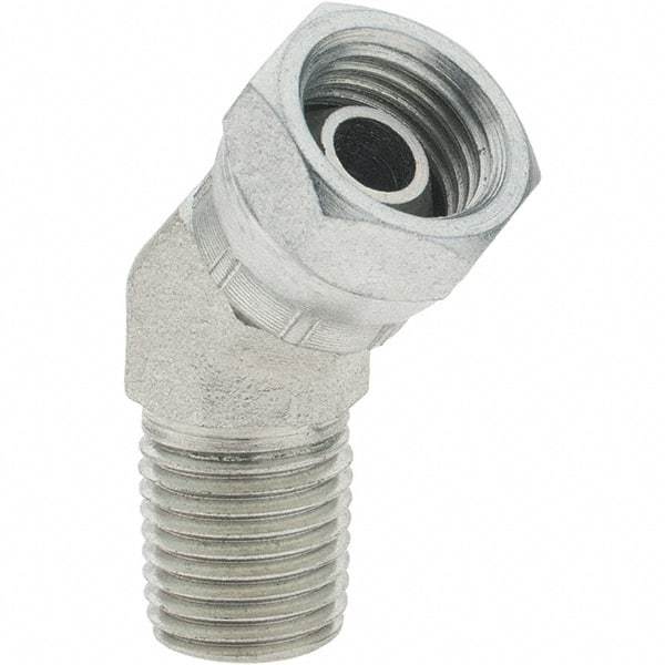 Value Collection - Steel Industrial Pipe 45° Elbow Swivel Adapter - FNPSM x MNPTF - Benchmark Tooling