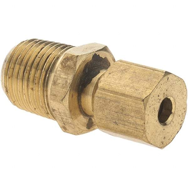 Value Collection - 1/8" Outside Diam, 1/8-27 NPTF, Metal Push-to-Connect Tube Male Connector - Tube to Male NPTF Connection - Benchmark Tooling