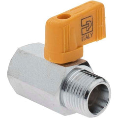 Parker - 3/8" Pipe, Brass Miniature Ball Valve - Male x Female Ends, Wedge Handle - Benchmark Tooling