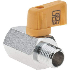 Parker - 1/4" Pipe, Brass Miniature Ball Valve - Male x Female Ends, Wedge Handle - Benchmark Tooling