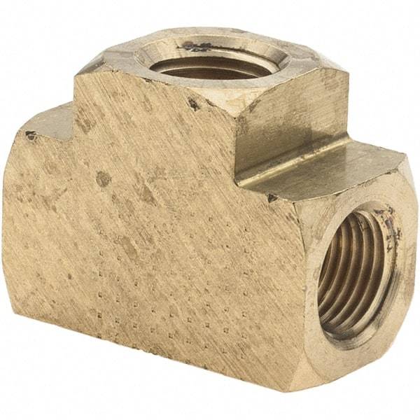 Parker - 1/8 Female Thread, Brass Industrial Pipe Female Tee - FNPTF, 1,000 psi - Benchmark Tooling