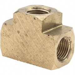 Parker - 1/8 Female Thread, Brass Industrial Pipe Female Tee - FNPTF, 1,000 psi - Benchmark Tooling