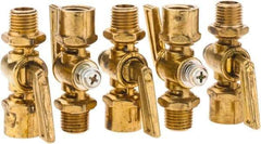 Parker - 1/4" Pipe, Female Pipe to Male Pipe Drain Cock & Shutoff Valve - 1/4-18 Thread, 30 Max psi - Benchmark Tooling