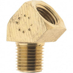 Parker - 1/4 Male Thread x 1/4 Female Thread, Brass Industrial Pipe 45° Street Elbow - MNPTF x FNPTF, 1,000 psi - Benchmark Tooling