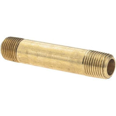 Parker - 1/8 Male Thread, Brass Industrial Pipe Long Nipple - MNPTF, 1,000 psi - Benchmark Tooling