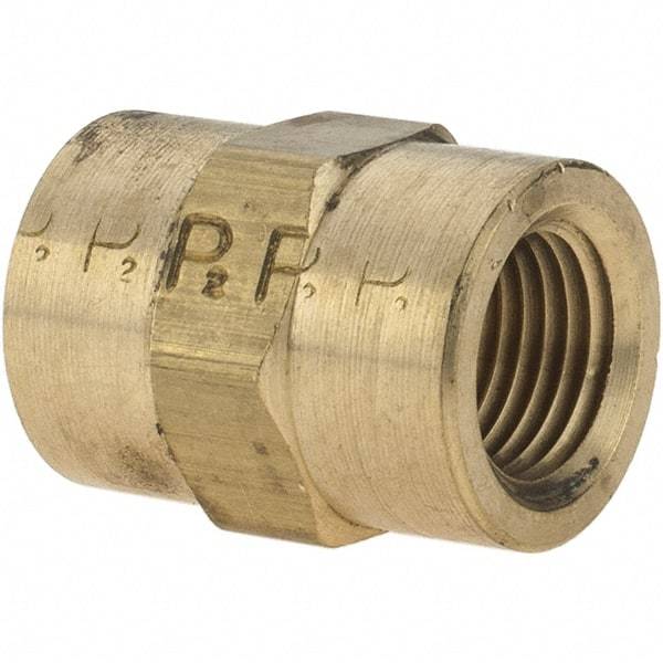 Parker - 1/8 Female Thread, Brass Industrial Pipe Coupling - FNPTF, 1,000 psi - Benchmark Tooling