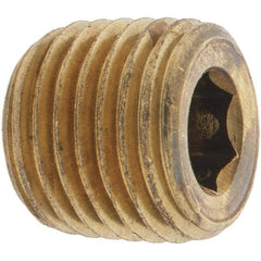 Parker - 1/4 Male Thread, Brass Industrial Pipe Hollow Hex Plug - MNPTF, 1,000 psi - Benchmark Tooling