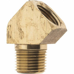 Parker - 1/2 Male Thread x 1/2 Female Thread, Brass Industrial Pipe 45° Street Elbow - MNPTF x FNPTF, 1,000 psi - Benchmark Tooling