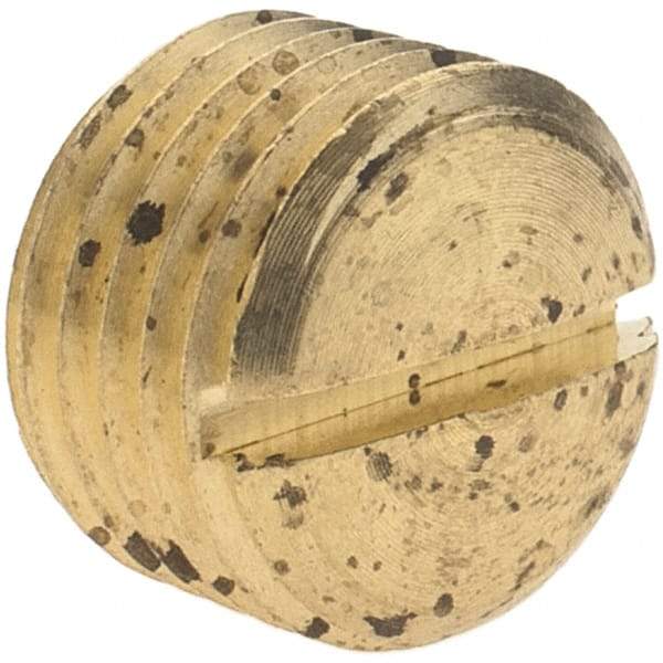 Parker - 1/4 Male Thread, Brass Industrial Pipe Slotted Plug - MNPTF, 1,000 psi - Benchmark Tooling