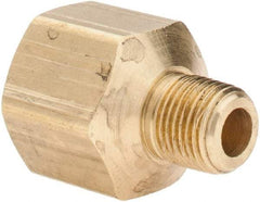 Parker - 1/8 Male Thread x 1/4 Female Thread, Brass Industrial Pipe Adapter - MNPTF x FNPTF, 1,000 psi - Benchmark Tooling