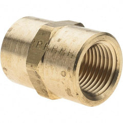 Parker - 1/2 Female Thread, Brass Industrial Pipe Coupling - FNPTF, 1,000 psi - Benchmark Tooling
