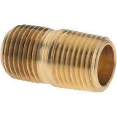 Parker - 1/8 Male Thread, Brass Industrial Pipe Close Nipple - MNPTF, 1,000 psi - Benchmark Tooling