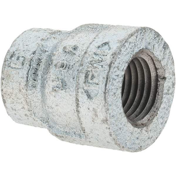 Value Collection - Class 150, 1/4 x 1/8" Galvanized Pipe Reducing Coupling - Threaded, Malleable Iron - Benchmark Tooling