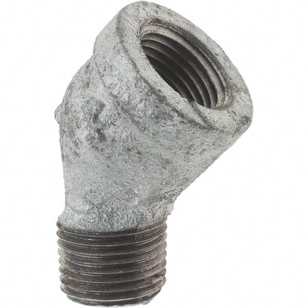 Value Collection - Class 150, 1/2" Galvanized Pipe 45° Street Elbow - Threaded, Malleable Iron - Benchmark Tooling