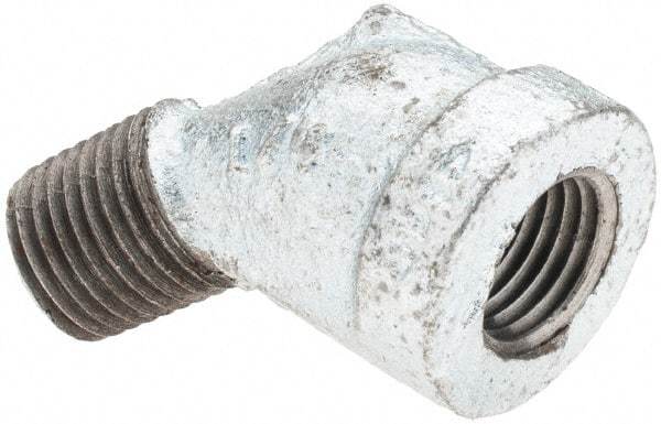 Value Collection - Class 150, 1/4" Galvanized Pipe 45° Street Elbow - Threaded, Malleable Iron - Benchmark Tooling