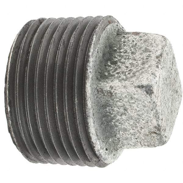 Value Collection - Class 150, 1" Galvanized Pipe Square Plug - Threaded, Malleable Iron - Benchmark Tooling