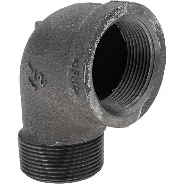 Value Collection - Size 1-1/2", Class 150, Malleable Iron Black Pipe 90° Street Elbow - 150 psi, Threaded End Connection - Benchmark Tooling