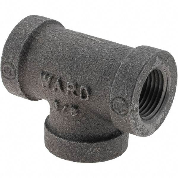 Value Collection - Size 3/8", Class 150, Malleable Iron Black Pipe Tee - 150 psi, Threaded End Connection - Benchmark Tooling