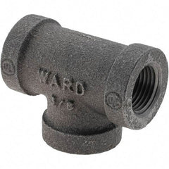 Value Collection - Size 3/8", Class 150, Malleable Iron Black Pipe Tee - 150 psi, Threaded End Connection - Benchmark Tooling