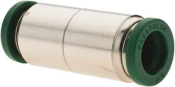 Parker - 3/8" Outside Diam, Nickel Plated Brass Push-to-Connect Tube Union - 300 Max psi, Tube to Tube Connection, Nitrile O-Ring - Benchmark Tooling