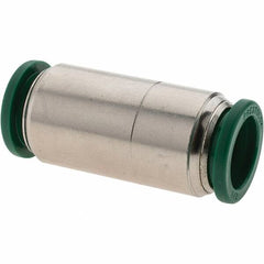 Parker - 1/2" Outside Diam, Nickel Plated Brass Push-to-Connect Tube Union - 300 Max psi, Tube to Tube Connection, Nitrile O-Ring - Benchmark Tooling