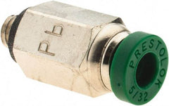 Parker - 5/32" Outside Diam, 10-32 UNF, Nickel Plated Brass Push-to-Connect Tube Male Connector - 300 Max psi, Tube to Male UNF Connection, Nitrile O-Ring - Benchmark Tooling