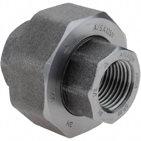 Value Collection - Size 1/2", Class 3,000, Forged Carbon Steel Black Pipe Union - NPT End Connection - Benchmark Tooling