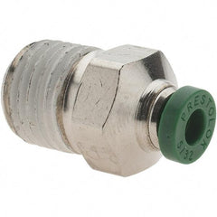 Parker - 5/32" Outside Diam, 1/4 NPTF, Nickel Plated Brass Push-to-Connect Tube Male Connector - 300 Max psi, Tube to Male NPT Connection, Nitrile O-Ring - Benchmark Tooling