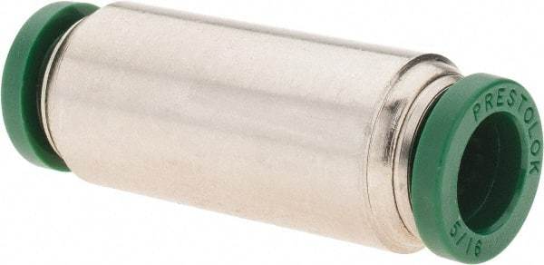 Parker - 5/16" Outside Diam, Nickel Plated Brass Push-to-Connect Tube Union - 300 Max psi, Tube to Tube Connection, Nitrile O-Ring - Benchmark Tooling