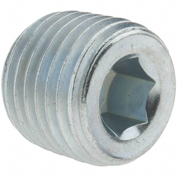 Value Collection - Class 150, 1/4" Galvanized Pipe Countersunk Hex Plug - Threaded, Malleable Iron - Benchmark Tooling
