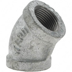 Value Collection - Class 150, 3/4" Galvanized Pipe 45° Elbow - Threaded, Malleable Iron - Benchmark Tooling