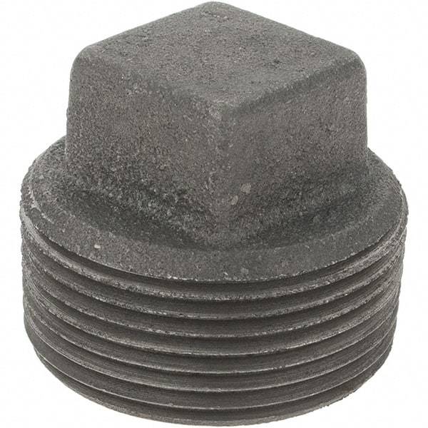 Value Collection - Size 1-1/4", Class 150, Malleable Iron Black Pipe Square Plug - 150 psi, Threaded End Connection - Benchmark Tooling