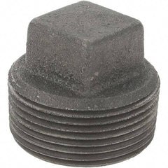 Value Collection - Size 1-1/4", Class 150, Malleable Iron Black Pipe Square Plug - 150 psi, Threaded End Connection - Benchmark Tooling