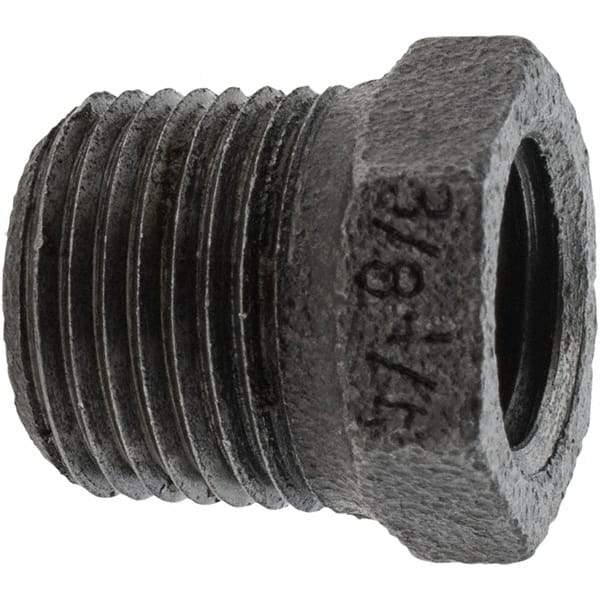 Value Collection - Size 3/8 x 1/4", Class 150, Malleable Iron Black Pipe Hex Bushing - 150 psi, Threaded End Connection - Benchmark Tooling