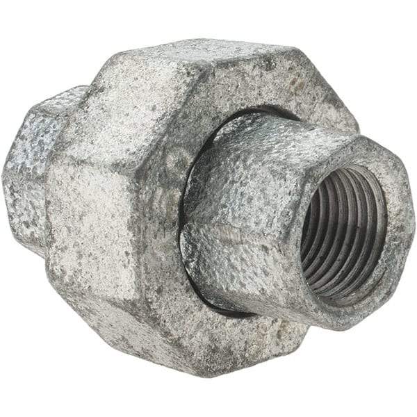 Value Collection - Class 150, 3/8" Galvanized Pipe Union - Threaded, Malleable Iron - Benchmark Tooling