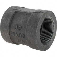 Value Collection - Size 1-1/2", Class 300, Malleable Iron Black Pipe Coupling - 300 psi, Threaded End Connection - Benchmark Tooling