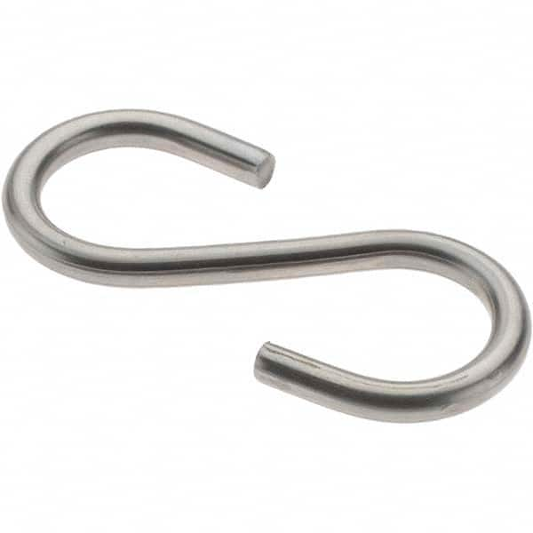 Value Collection - 304 Stainless Steel Uncoated S-Hook - 26 Lb Capacity, 0.148" Wire, 2" OAL - Benchmark Tooling