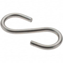 Value Collection - 304 Stainless Steel Uncoated S-Hook - 26 Lb Capacity, 0.148" Wire, 2" OAL - Benchmark Tooling