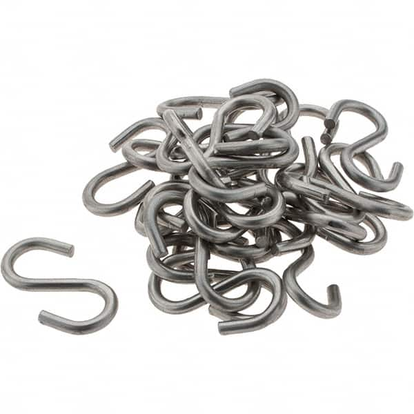 Value Collection - 304 Stainless Steel Uncoated S-Hook - 20 Lb Capacity, 0.12" Wire, 1-5/16" OAL - Benchmark Tooling