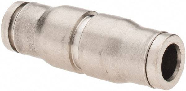 Parker - 1/4" Outside Diam, Nickel Plated Brass Push-to-Connect Tube Union - 435 Max psi, Tube to Tube Connection, FKM O-Ring - Benchmark Tooling