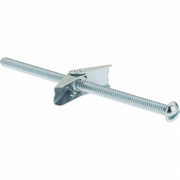 Value Collection - 1/4" Diam, 5" Long, Toggle Bolt Drywall & Hollow Wall Anchor - Steel, Use with Concrete/Masonry, Hollow Tile, Plaster & Wallboard - Benchmark Tooling