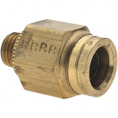 Parker - 1/2" Outside Diam, M12 Metric, Brass Push-to-Connect Tube Connector - 250 Max psi, Tube to Metric Thread Connection, Buna-N O-Ring - Benchmark Tooling